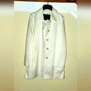 Coach sateen walking trench coat jacket off white small nwt new trenchy